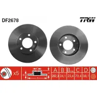 TRW Remschijf DF2678 voorkant, geventileerd, 1 Stuk