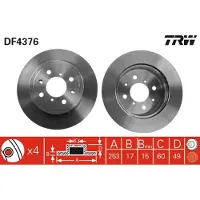 TRW Remschijf DF4376 voorkant, geventileerd, 1 Stuk
