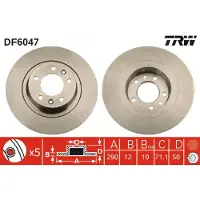 TRW Remschijf DF6047 achter, volledig, 1 Stuk