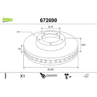 Valeo 672690 Remschijf