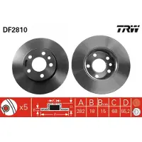 TRW Remschijf DF2810 voorkant, compleet, 1 Stuk