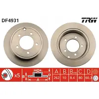 TRW Remschijf DF4931 achter, volledig, 1 Stuk