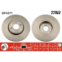 TRW Remschijf LUC DF4371 voorkant, geventileerd, 1 stuk