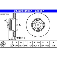 Ate Remschijf Power Disc 24.0330-0107.1, 1 Stuk