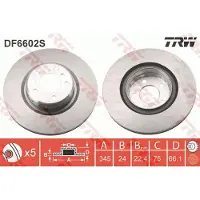 TRW Remschijf DF6602S achter, geventileerd, sterk gecarboniseerd, 1 Stuk