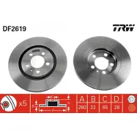 TRW Remschijf DF2619 voorkant, geventileerd, 1 Stuk