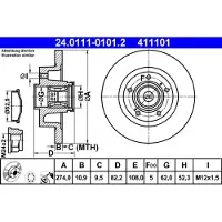 Ate Remschijf 24.0111-0101.2 achter, volledig, 1 Stuk