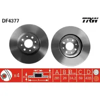 TRW Remschijf DF4377 voorkant, geventileerd, 1 Stuk