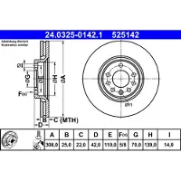 Ate Remschijf Power Disc 24.0325-0142.1, 1 Stuk