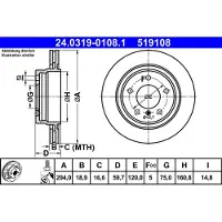 Ate Remschijf Power Disc 24.0319-0108.1, 1 Stuk