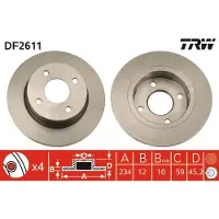 TRW Remschijf DF2611 voorkant, compleet, 1 Stuk
