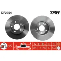 TRW Remschijf DF2654 voorkant, compleet, 1 Stuk