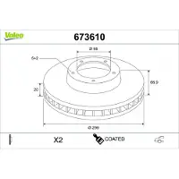 Valeo 673610 Remschijf