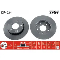 TRW Remschijf DF4034 voorkant, compleet, 1 Stuk