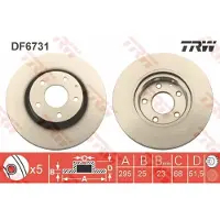 TRW Remschijf DF6731 voorkant, geventileerd, 1 Stuk
