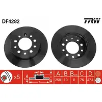 TRW Remschijf DF4282 achter, volledig, 1 Stuk