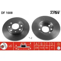 TRW Remschijf DF1608 voorkant, compleet, 1 Stuk