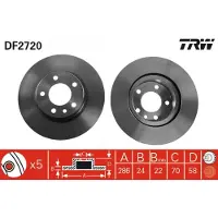 TRW Remschijf DF2720 voorkant, geventileerd, 1 Stuk
