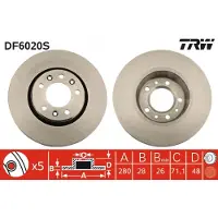 TRW DF6020S Remschijf