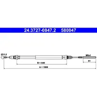 Ate Handremkabel 24.3727-0847.2 ATE voor o.a. CITROEN, FIAT, LANCIA, PEUGEOT