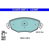 Ate Low dust Keramische remblokken 13.0470-3987.2 ATE voor o.a. FORD, JAGUAR