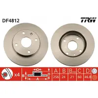 TRW Remschijf DF4812 voorkant, geventileerd, 1 Stuk