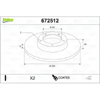 Valeo 672512 Remschijf