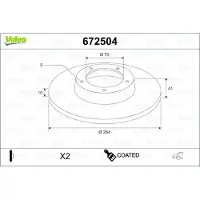 Valeo 672504 Remschijf