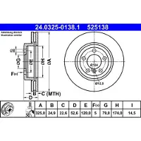 Ate Remschijf Power Disc 24.0325-0138.1, 1 Stuk