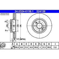 Ate Remschijf Power Disc 24.0324-0158.1, 1 Stuk