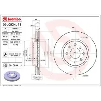 Brembo Remschijf 09C93411 voorkant, geventileerd, 1 stuk