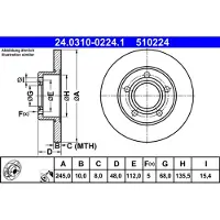 Ate Remschijf Power Disc 24.0310-0224.1, 1 Stuk