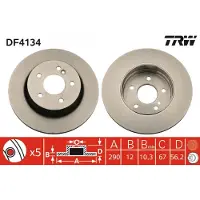TRW Remschijf DF4134 achter, volledig, 1 Stuk