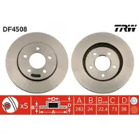 TRW Remschijf DF4508 voorkant, geventileerd, 1 Stuk