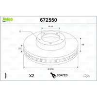 Valeo 672550 Remschijf