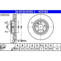 Ate Remschijf 24.0133-0103.1, 1 stuk