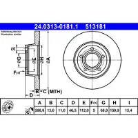 Ate Remschijf Power Disc 24.0313-0181.1, 1 Stuk