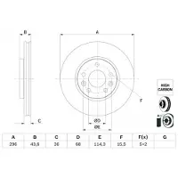 Bosch Remschijf 0 986 479 F05 voorkant, geventileerd, sterk gecarboniseerd, 1 Stuk