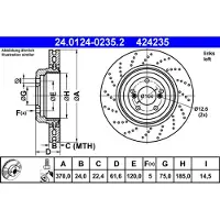Ate Remschijf 24.0124-0235.2 achter, geventileerd, sterk gecarboniseerd, 1 Stuk