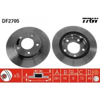 TRW Remschijf DF2705 achter, volledig, 1 Stuk