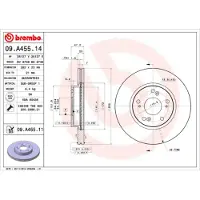 Brembo Remschijf 09A45511 voorkant, geventileerd, 1 stuk