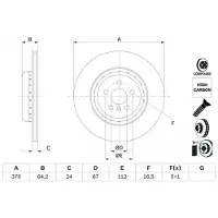 Bosch Remschijf 0 986 479 G99 achter, geventileerd, sterk gecarboniseerd, 1 Stuk