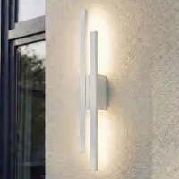 LINDBY LED-wandlamp buiten Sakari, wit / opaal, Aluminium, Modern, LED wandlamp buiten