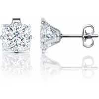 LGT JWLS Classic Stud Oorbellen Vierkant - Transparant Zilver-8mm