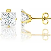 LGT JWLS Classic Stud Oorbellen Vierkant - Transparant Goud-4mm