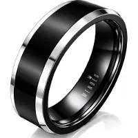 Mendes Wolfraam heren ring Zwart Zilver 8mm-19mm