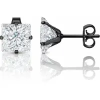 LGT JWLS Classic Stud Oorbellen Vierkant - Transparant Zwart-4mm