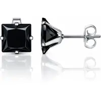 LGT JWLS Classic Stud Oorbellen Vierkant - Zwart Zilver-6mm