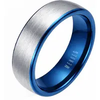 Mendes Wolfraam ring geborsteld zilver met Blauw 6mm-19mm