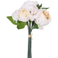 Easyplants | Kunstboeket mix bloemen Real Touch Champagne 30 cm | Zijde | Nepbloemen | champagne | Onderhoudsvrij | Kant-en-klaar